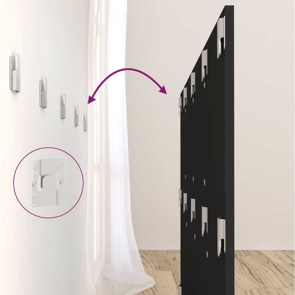 Bed Headboard with Cabinets Black Engineered Wood