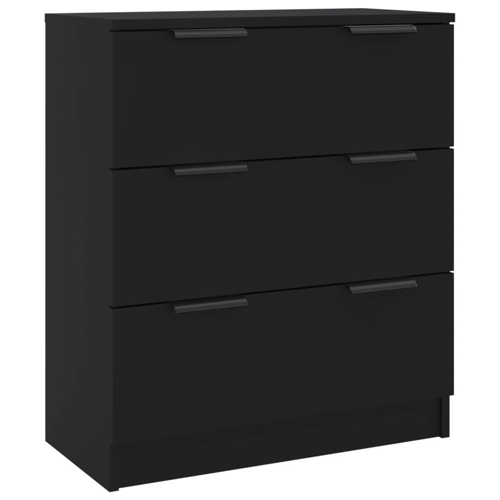 3 Piece Sideboards Black Engineered Wood