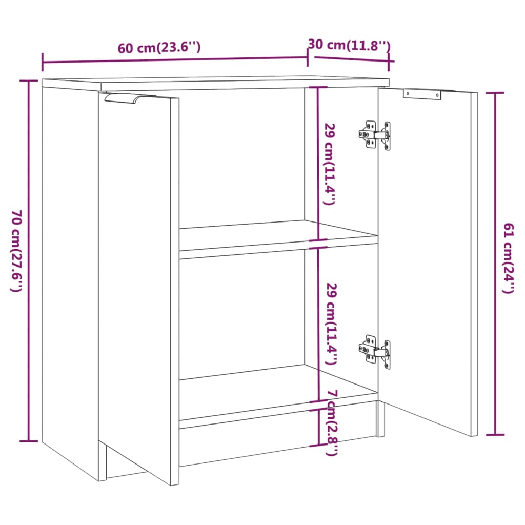 3 Piece Sideboards Smoked Oak Engineered Wood