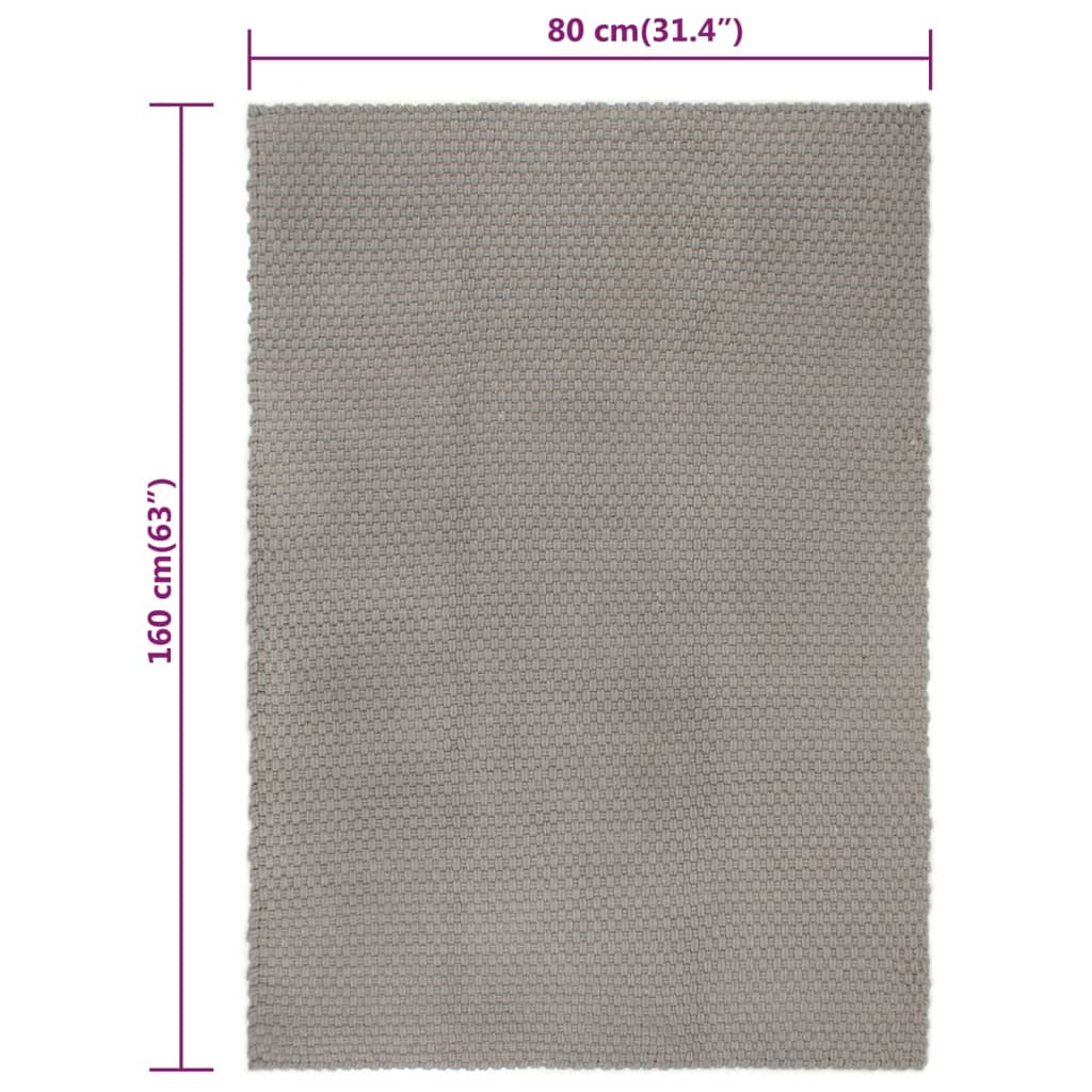 Rug Rectangular Grey 80x160 cm Cotton