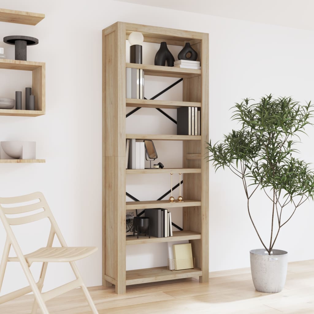 7-Tier Bookcase 80x30x200 cm Solid Wood Acacia