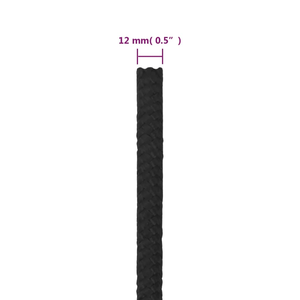 Boat Rope Full Black 12 mm 25 m Polypropylene
