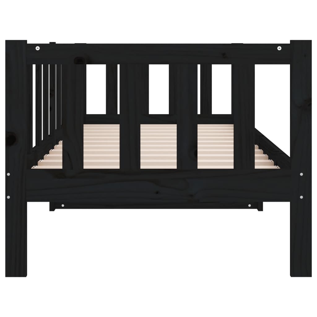 Day Bed without Mattress Black 90x190 cm Solid Wood Pine