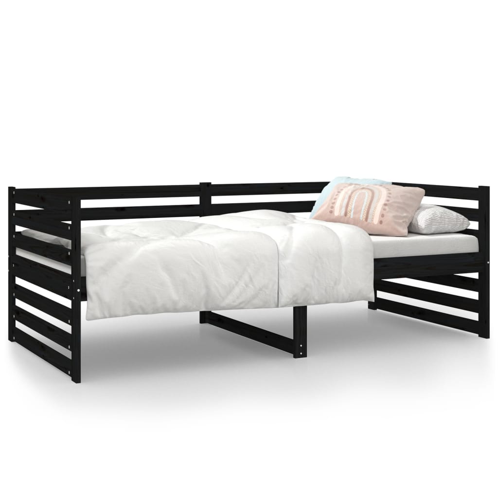 Day Bed without Mattress Black 90x190 cm Solid Wood Pine