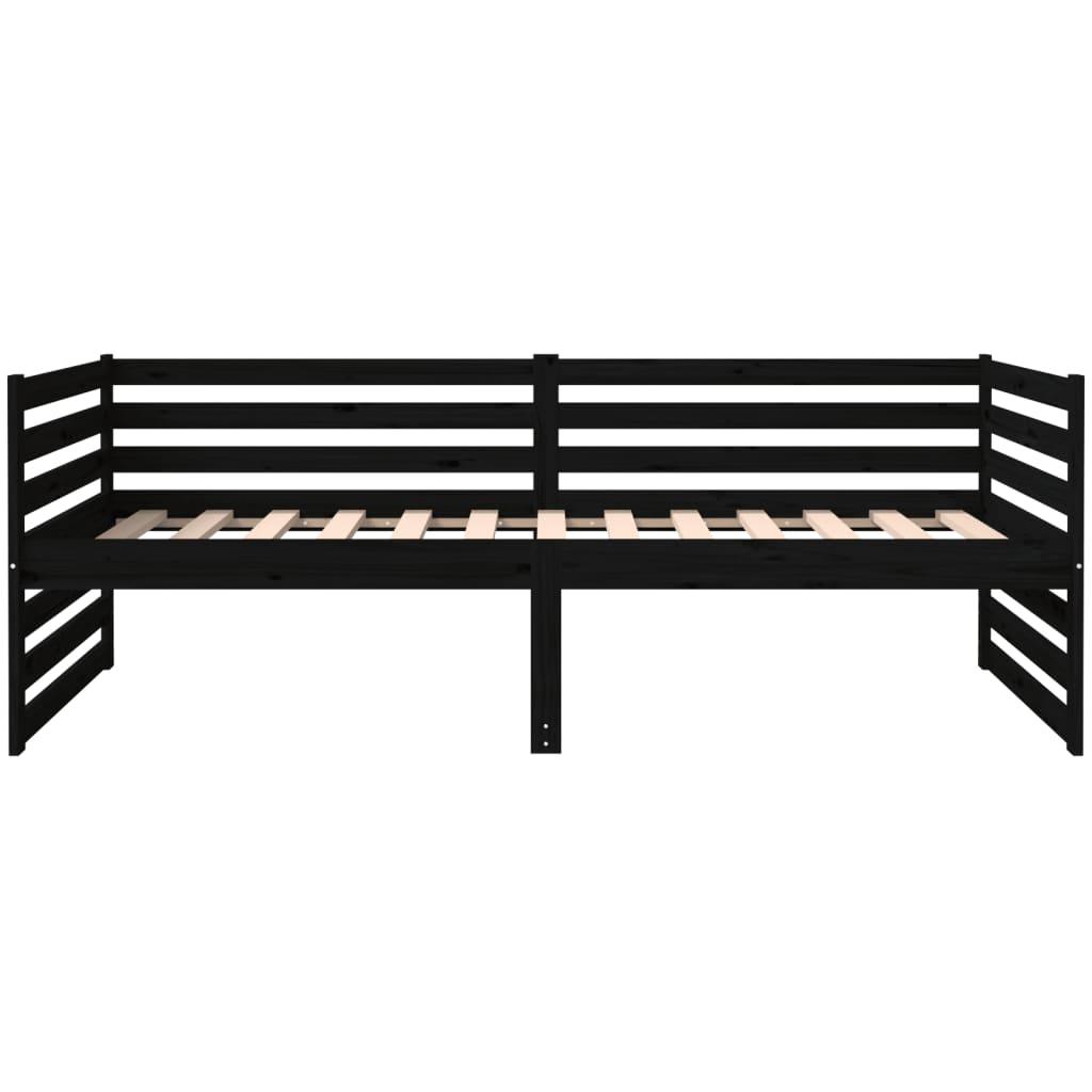 Day Bed without Mattress Black 90x190 cm Solid Wood Pine