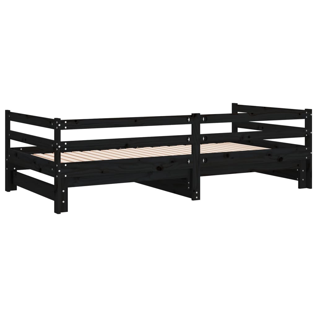 Pull-out Day Bed without Mattress Black 90x190 cm