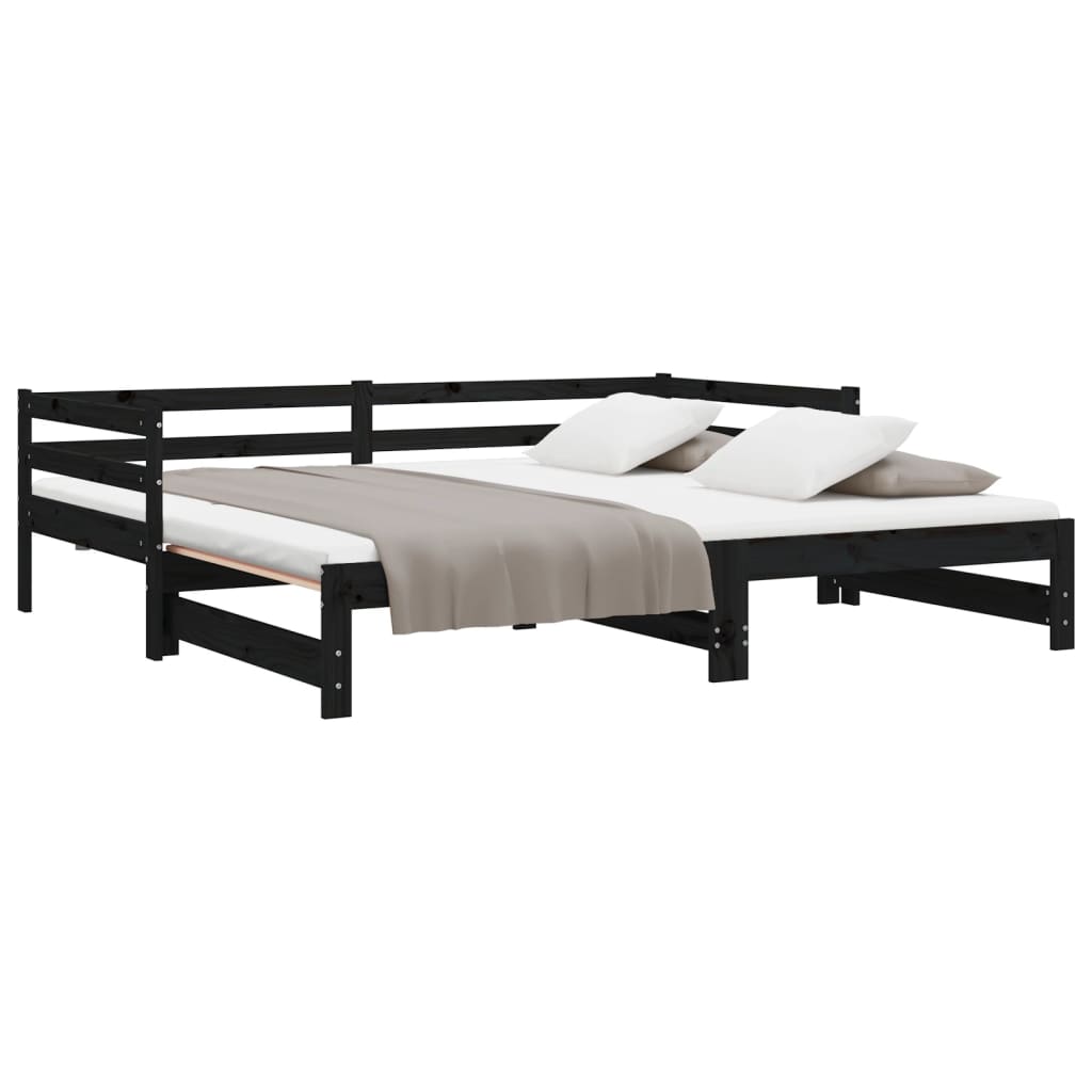 Pull-out Day Bed without Mattress Black 90x190 cm