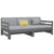 Pull-out Day Bed without Mattress Grey 2x(90x190) cm