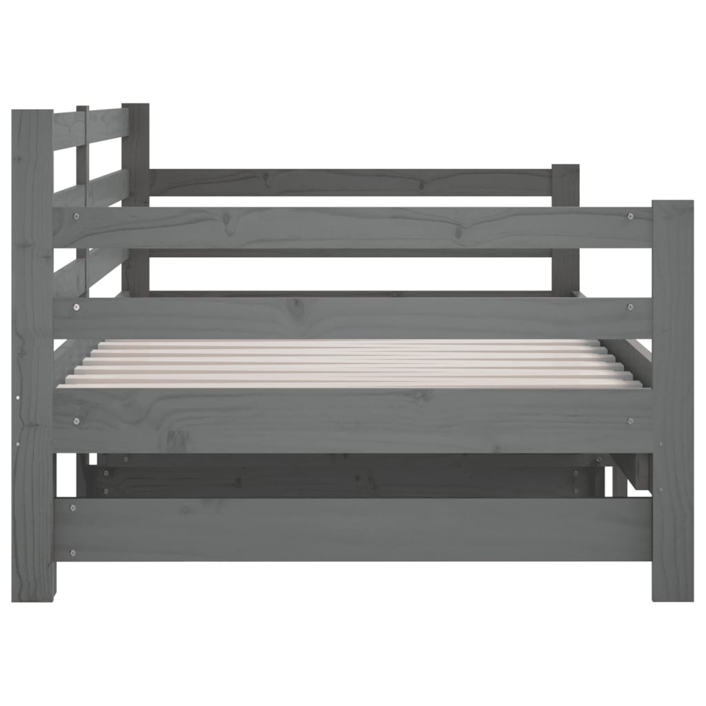 Pull-out Day Bed without Mattress Grey 2x(90x190) cm