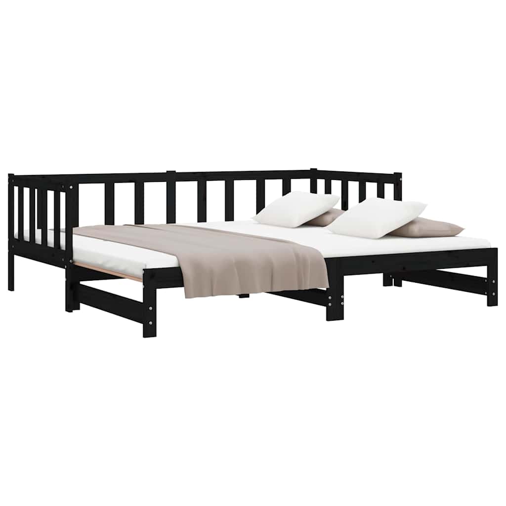 Pull-out Day Bed without Mattress Black 2x(90x190) cm