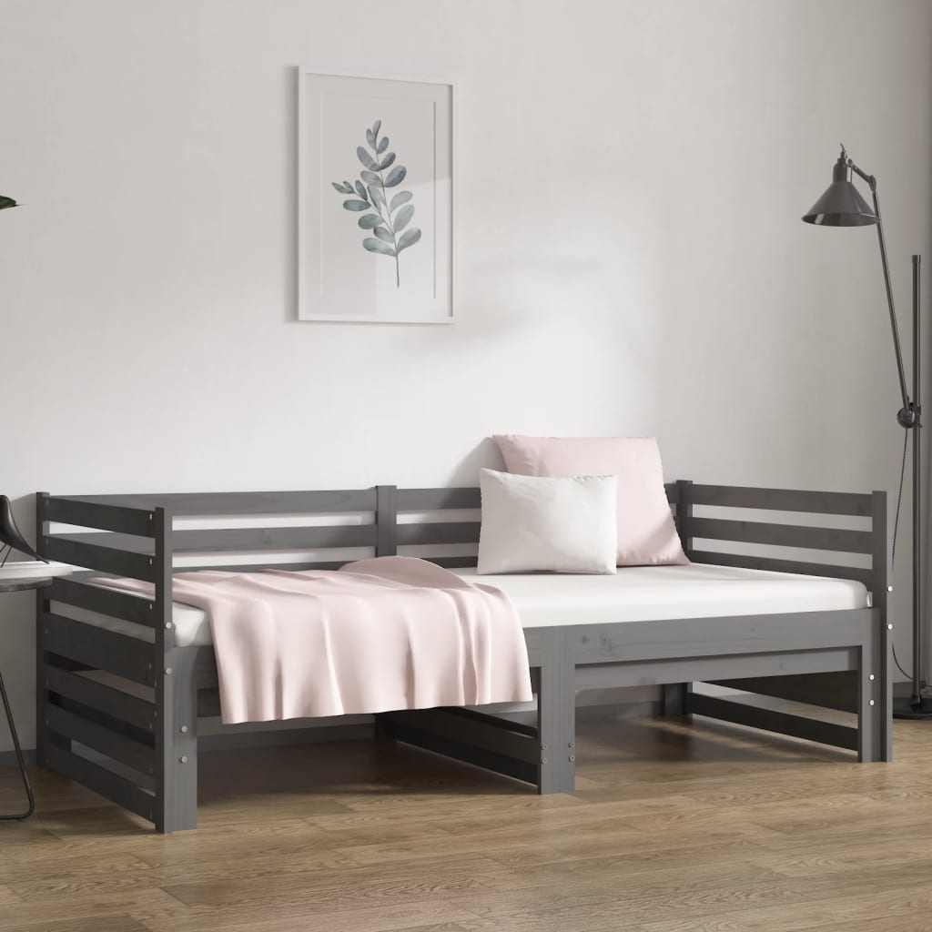 Pull-out Day Bed without Mattress Grey 2x(90x190) cm