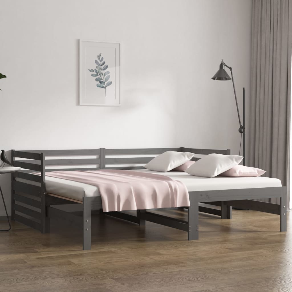 Pull-out Day Bed without Mattress Grey 2x(90x190) cm