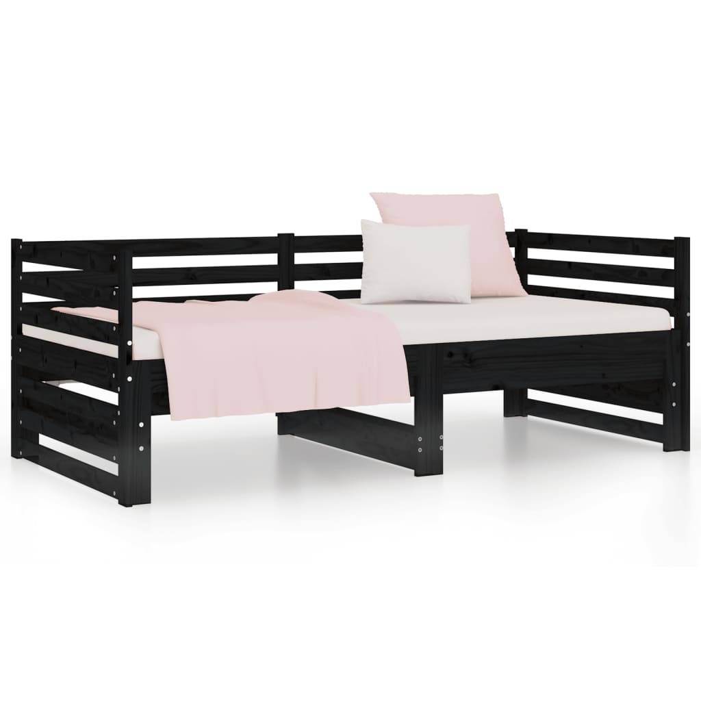 Pull-out Day Bed without Mattress Black 2x(90x190) cm