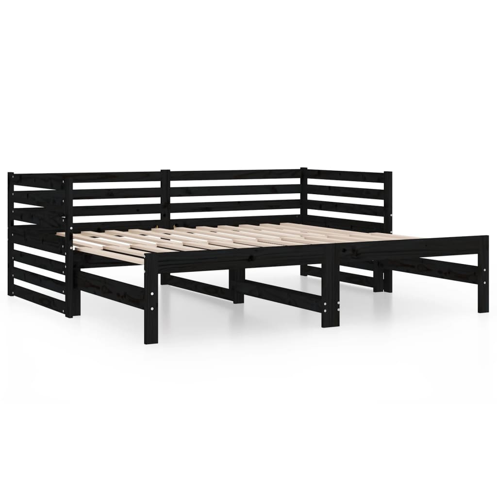 Pull-out Day Bed without Mattress Black 2x(90x190) cm