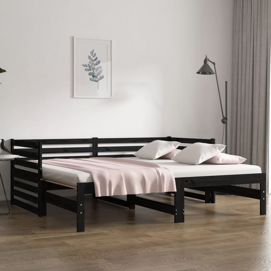 Pull-out Day Bed without Mattress Black 2x(90x190) cm