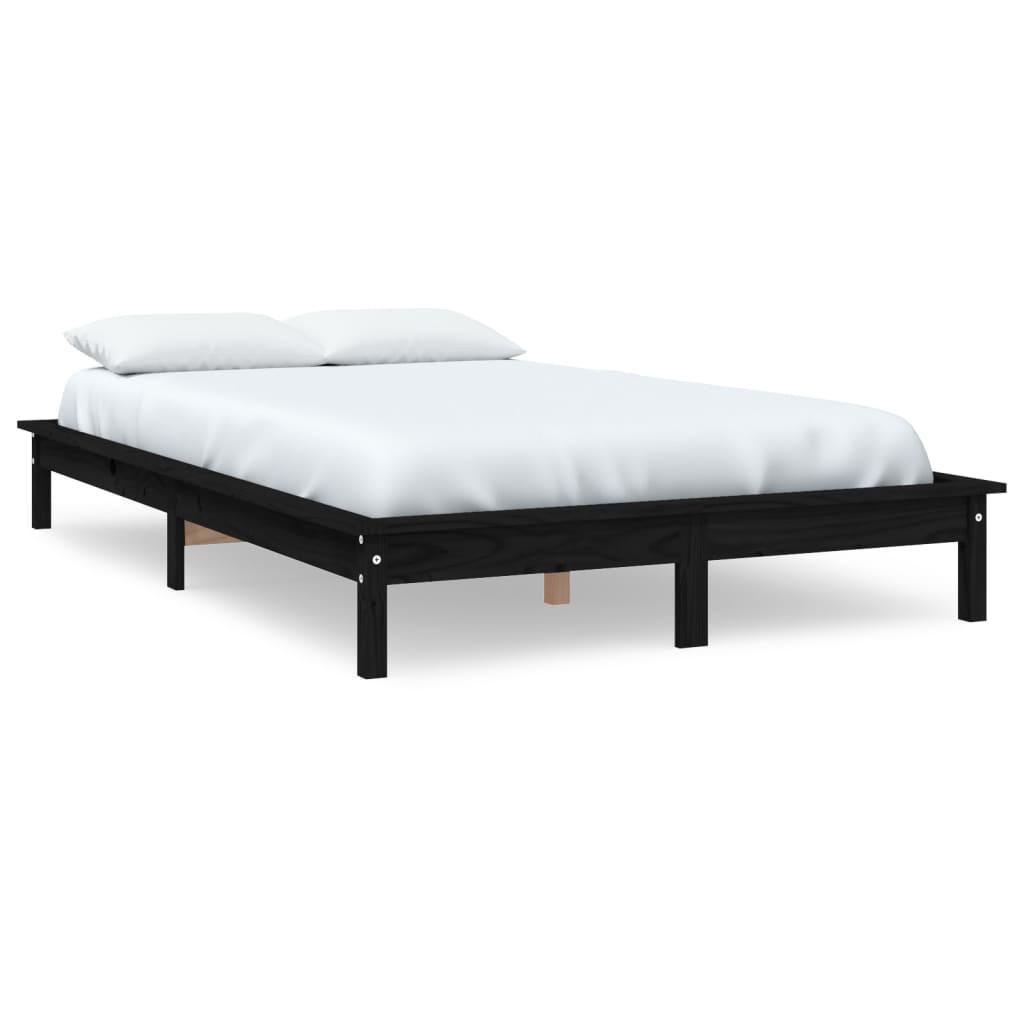 Bed Frame without Mattress Black 150x200 cm Solid Wood Pine