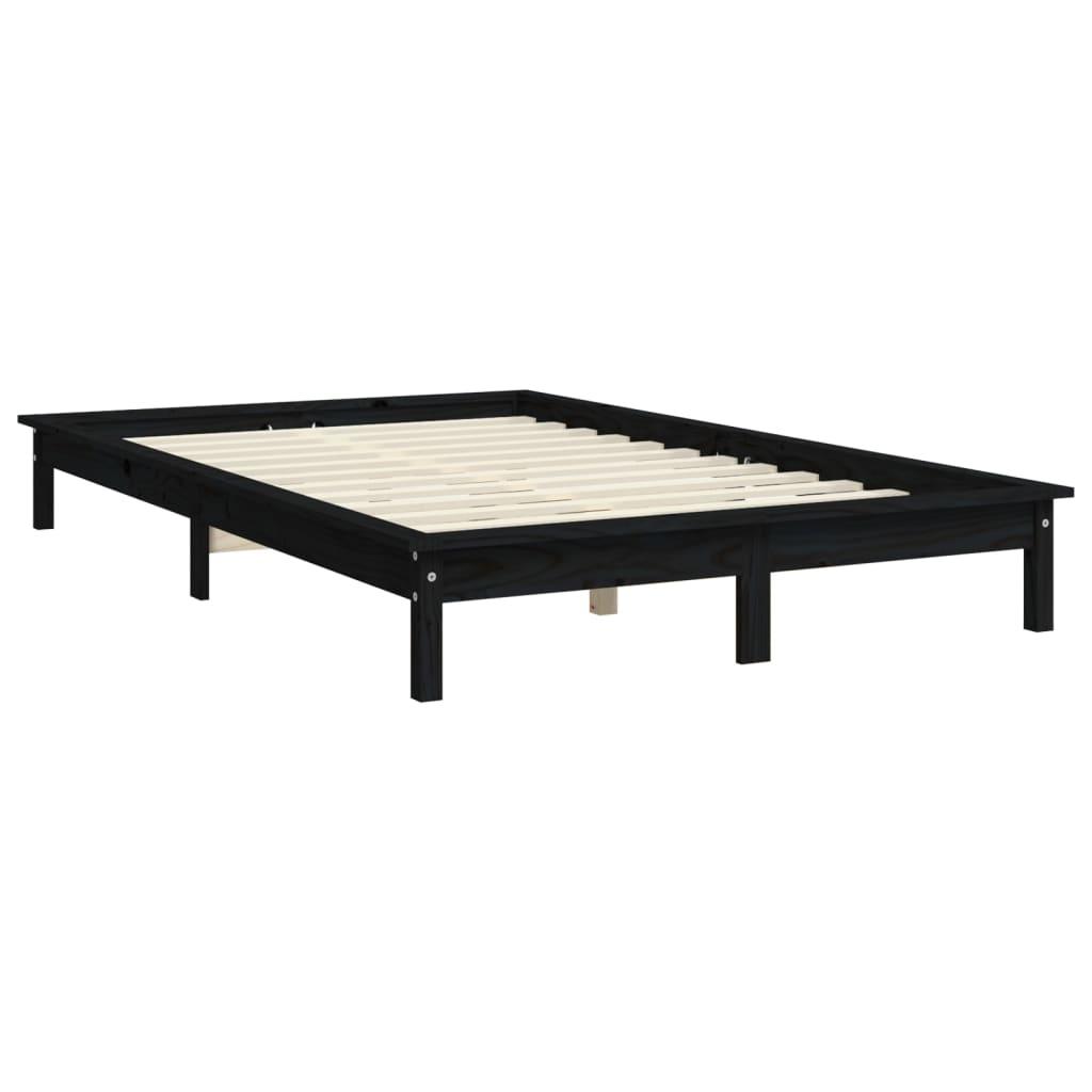 Bed Frame without Mattress Black 150x200 cm Solid Wood Pine