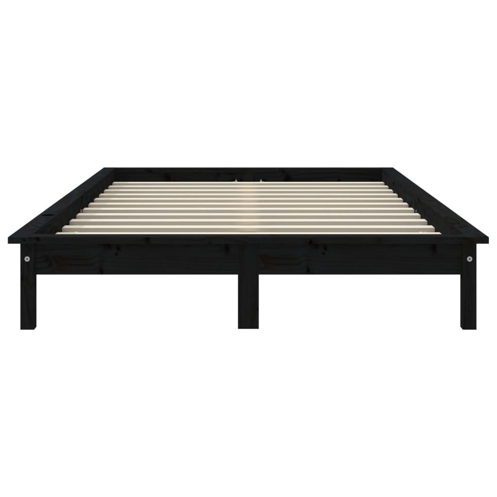 Bed Frame without Mattress Black 150x200 cm Solid Wood Pine