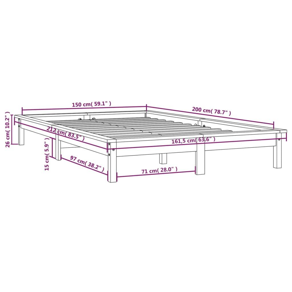 Bed Frame without Mattress Black 150x200 cm Solid Wood Pine