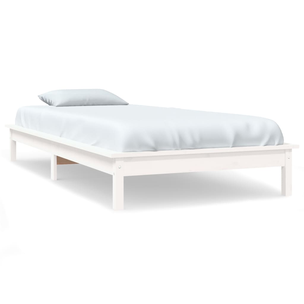 Bed Frame without Mattress White 90x190 cm Solid Wood