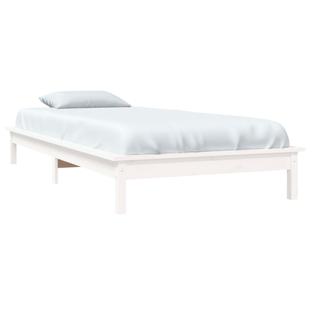 Bed Frame without Mattress White 90x190 cm Solid Wood