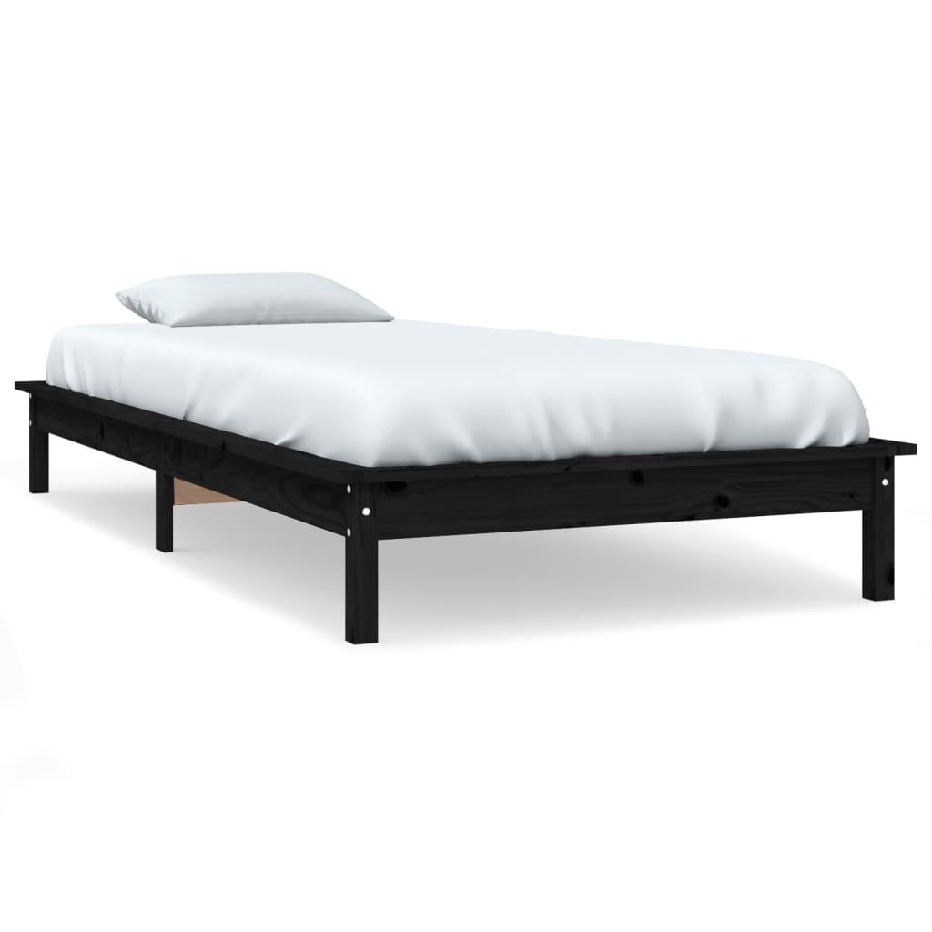 Bed Frame without Mattress Black 90x190 cm Solid Wood