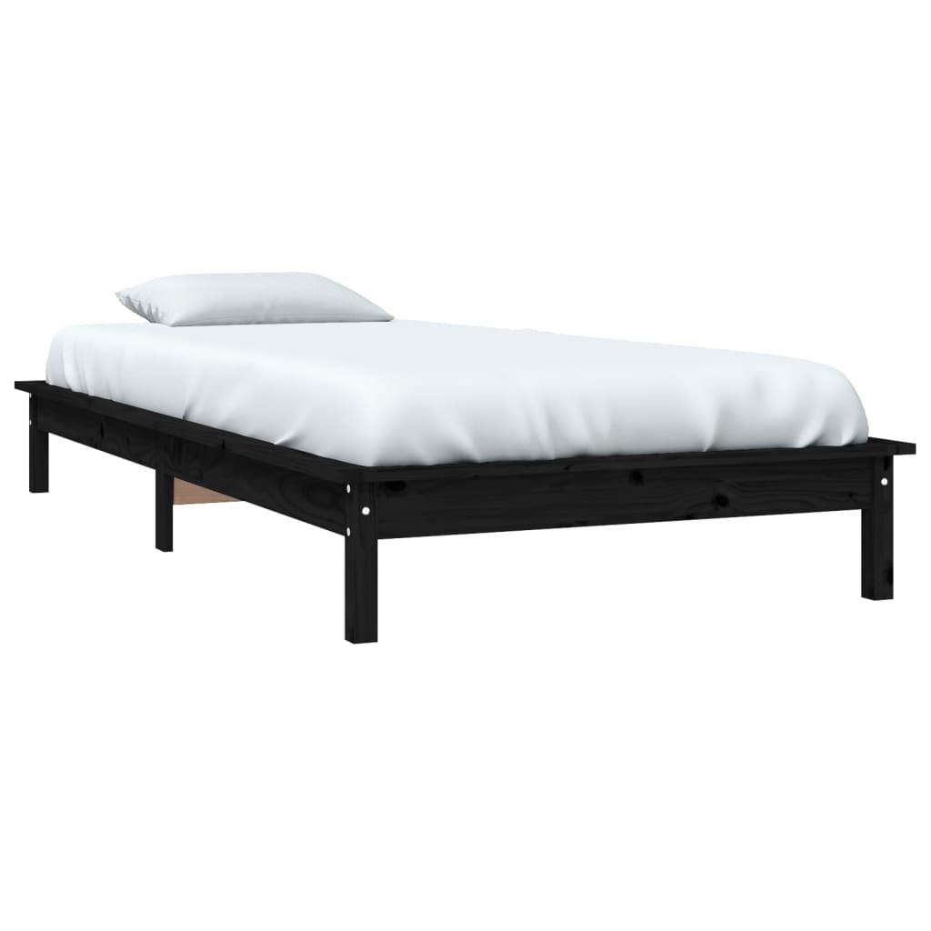 Bed Frame without Mattress Black 90x190 cm Solid Wood