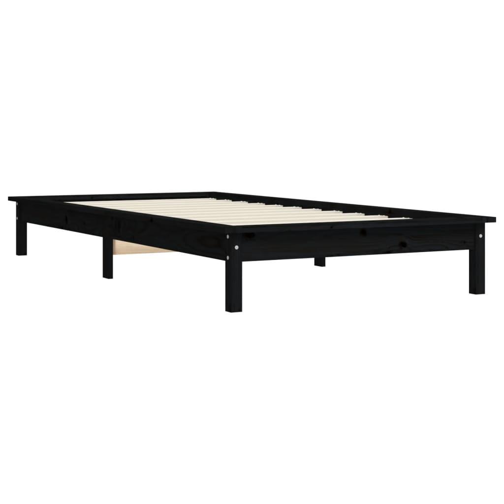 Bed Frame without Mattress Black 90x190 cm Solid Wood