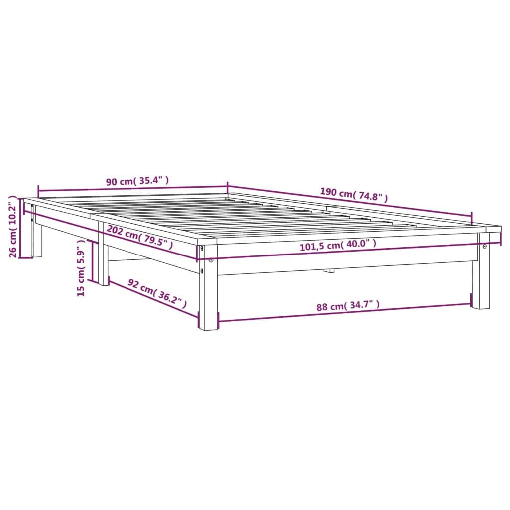 Bed Frame without Mattress Black 90x190 cm Solid Wood