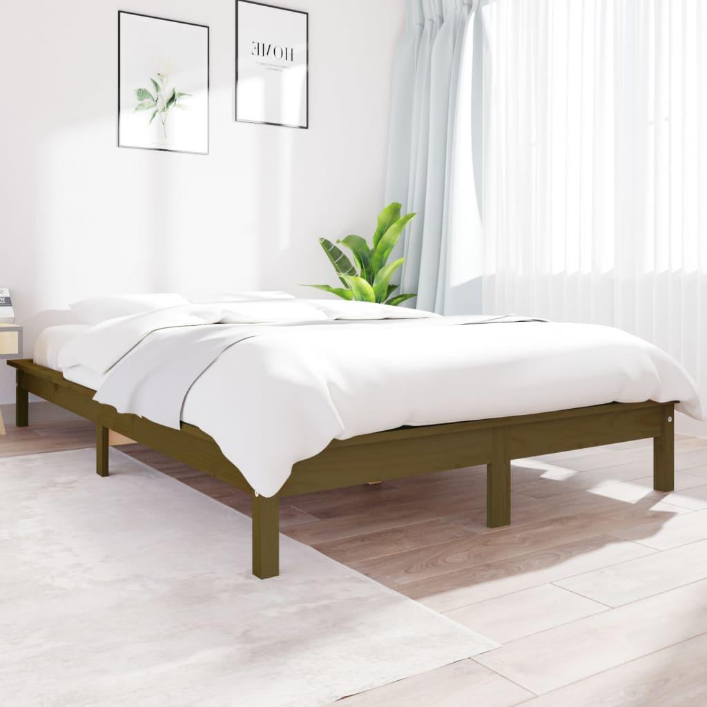 Bed Frame without Mattress Honey Brown 135x190 cm Solid Wood