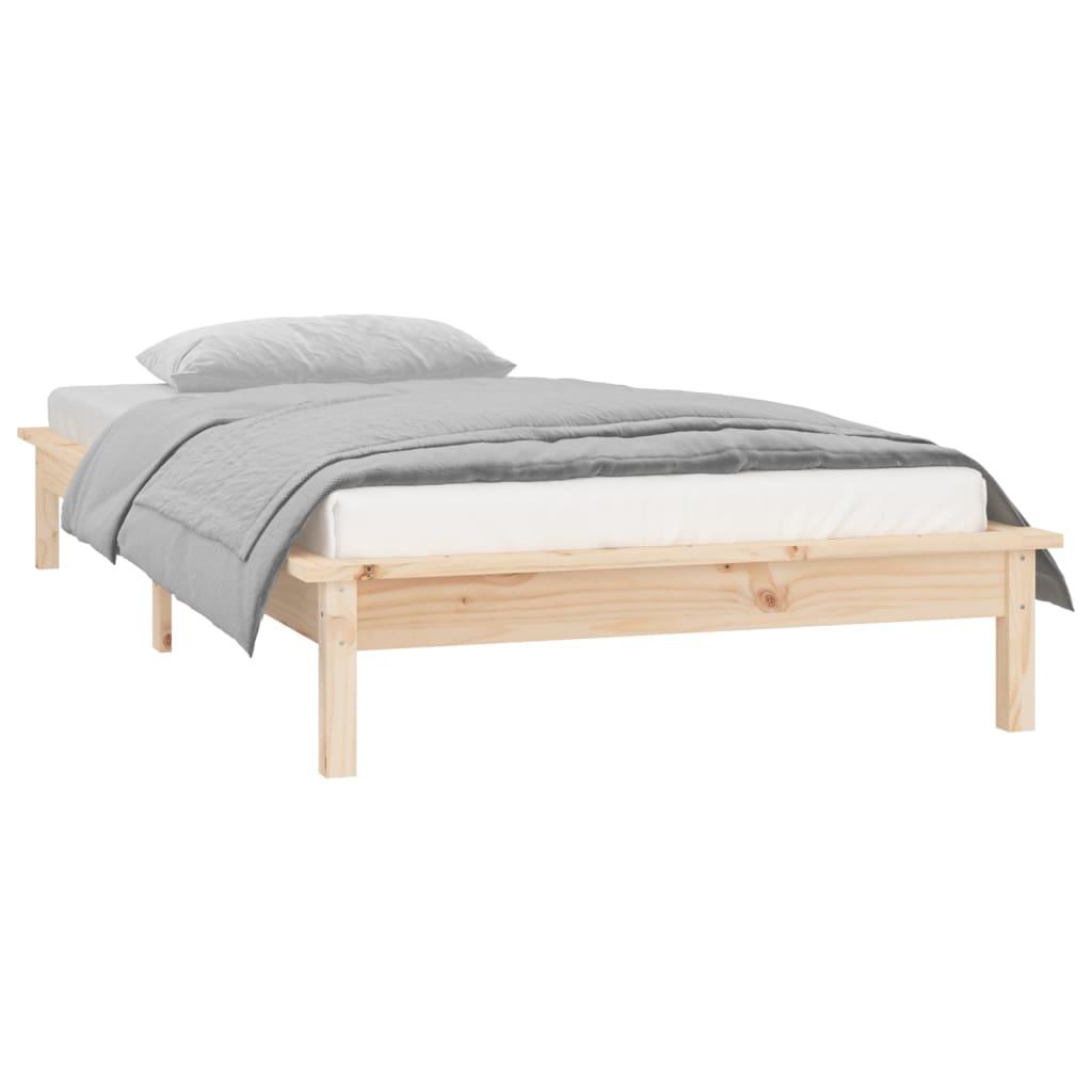 LED Bed Frame without Mattress 90x190 cm Solid Wood