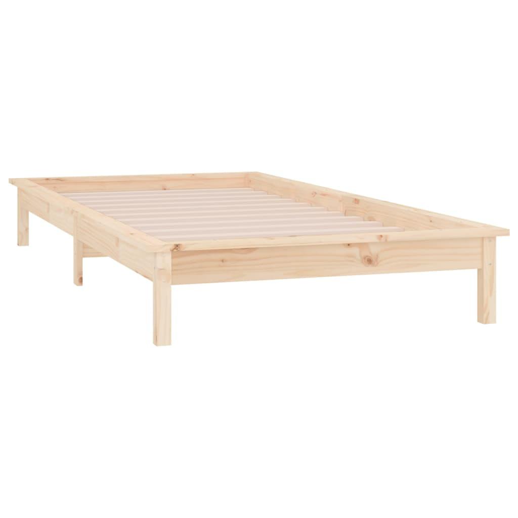 LED Bed Frame without Mattress 90x190 cm Solid Wood