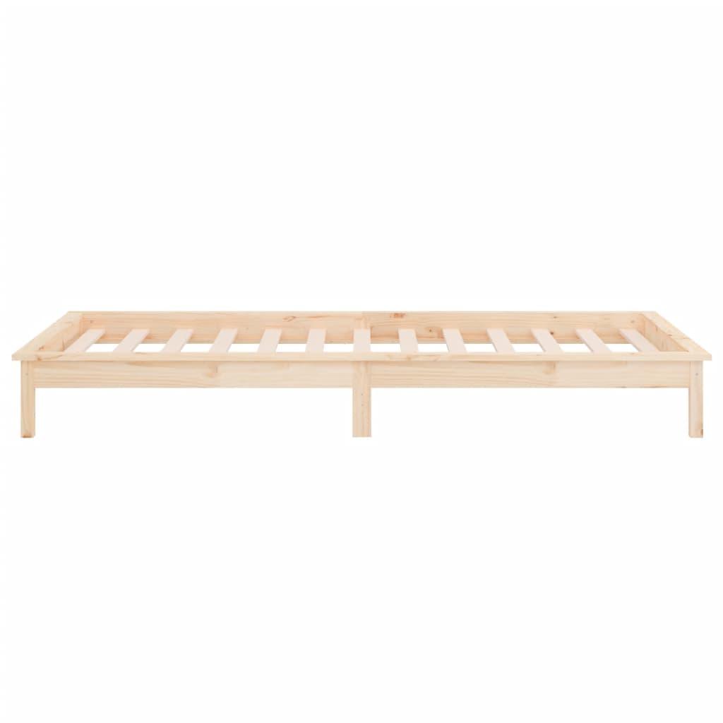 LED Bed Frame without Mattress 90x190 cm Solid Wood