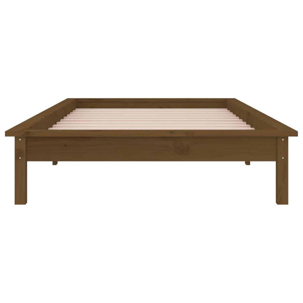 LED Bed Frame without Mattress Honey Brown 90x190 cm Solid Wood