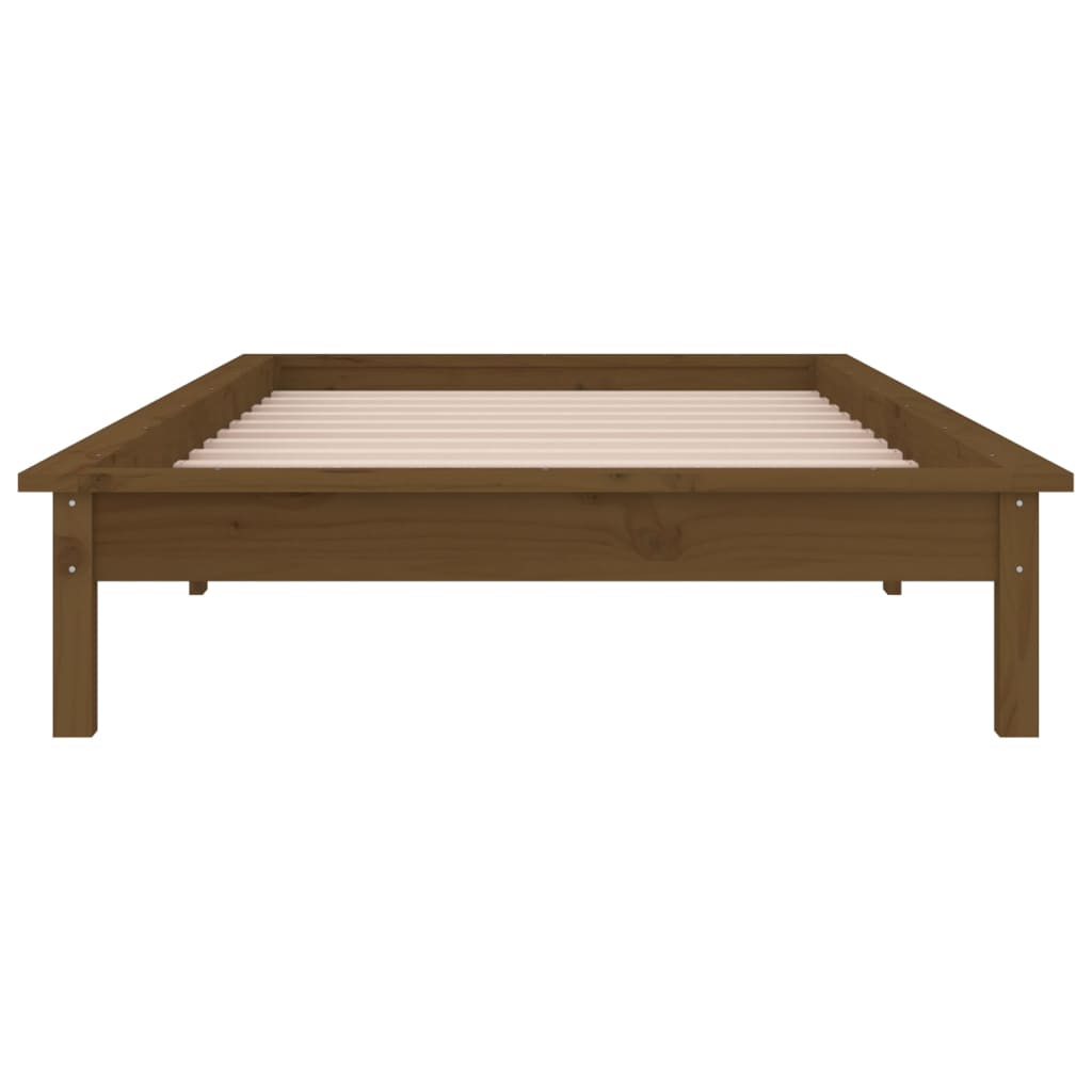 LED Bed Frame without Mattress Honey Brown 90x190 cm Solid Wood