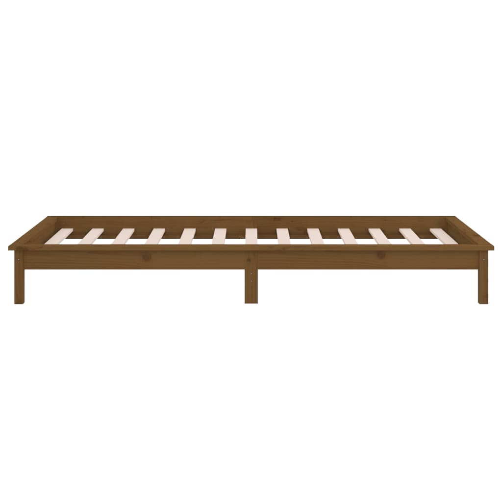 LED Bed Frame without Mattress Honey Brown 90x190 cm Solid Wood