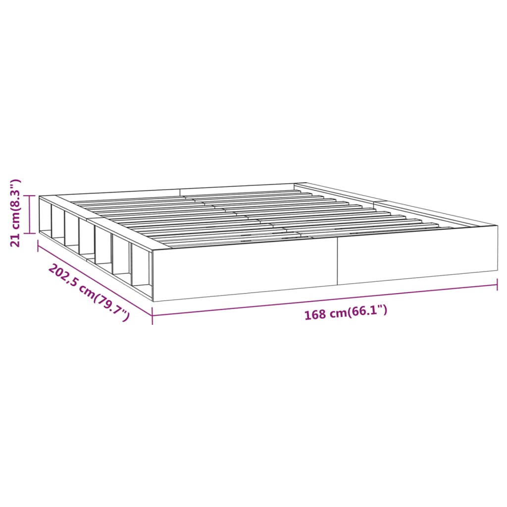 Bed Frame without Mattress White 150x200 cm Solid Wood