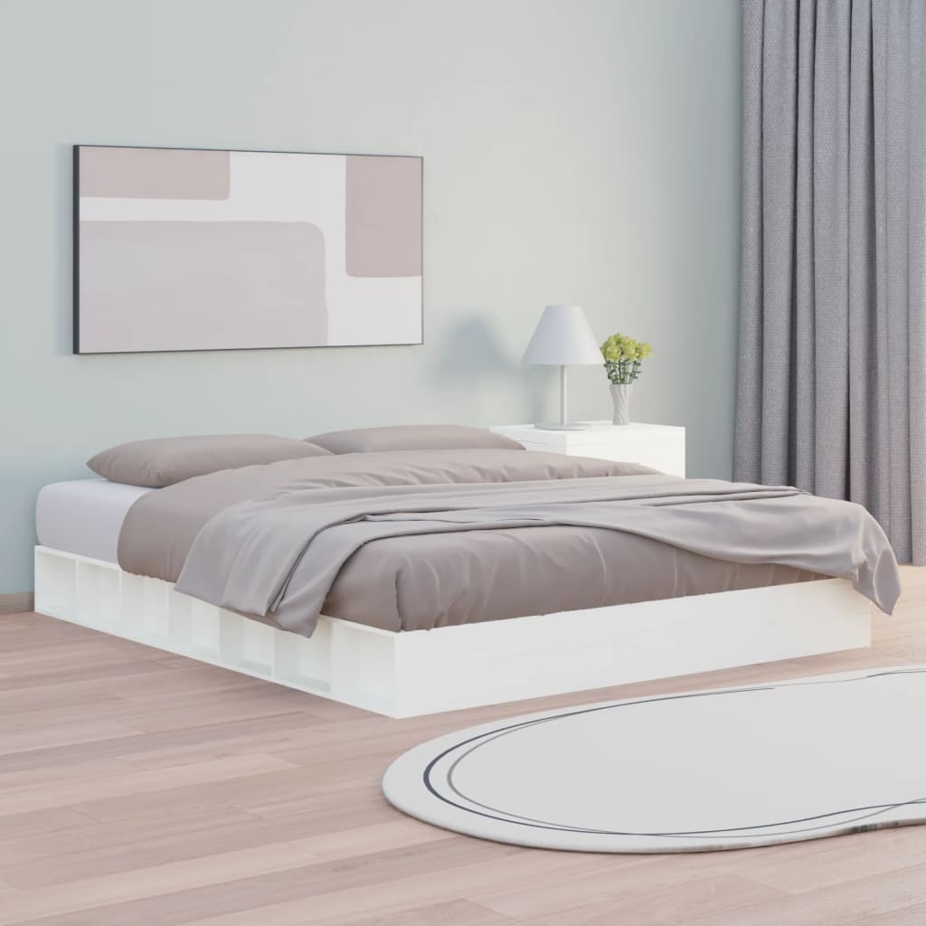 Bed Frame without Mattress White 150x200 cm Solid Wood