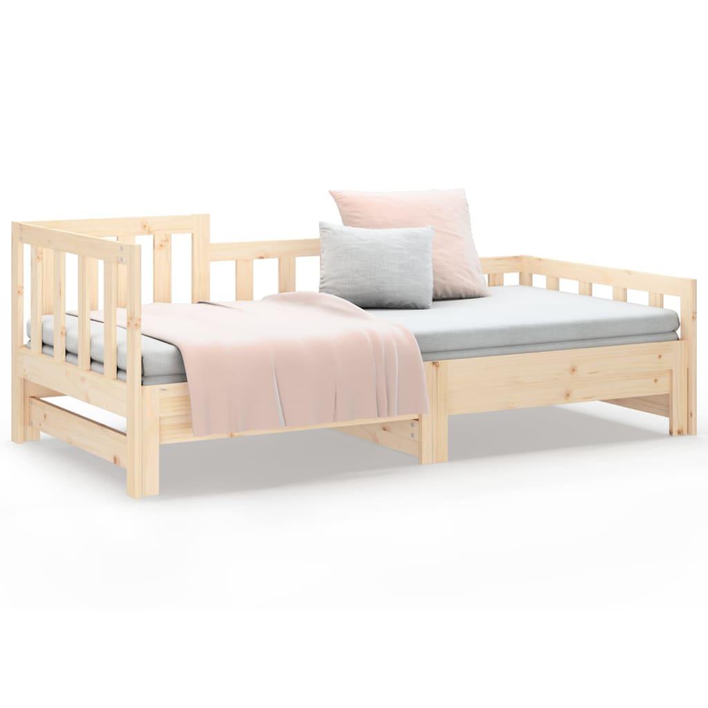 Pull-out Day Bed without Mattress 2x(90x190) cm Solid Wood Pine