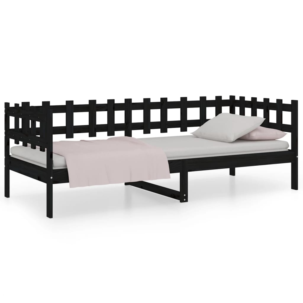 Day Bed without Mattress Black 90x190 cm Solid Wood Pine