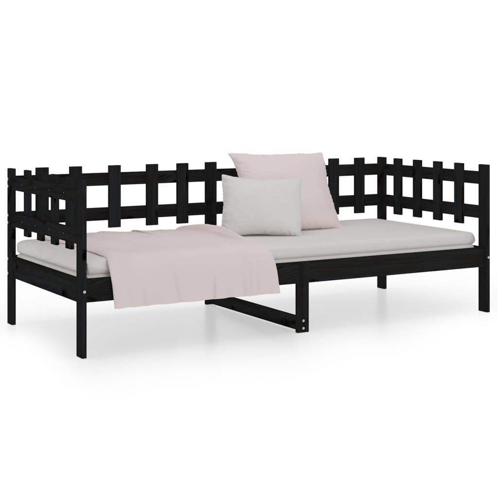 Day Bed without Mattress Black 90x190 cm Solid Wood Pine