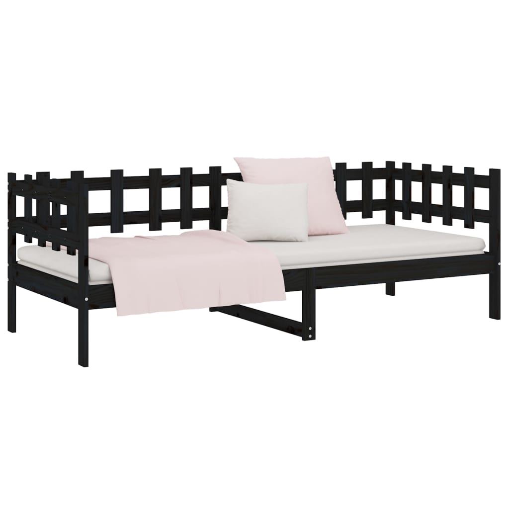 Day Bed without Mattress Black 90x190 cm Solid Wood Pine