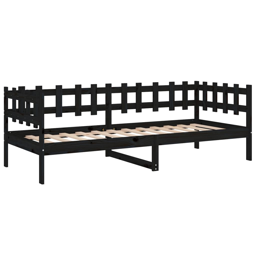 Day Bed without Mattress Black 90x190 cm Solid Wood Pine