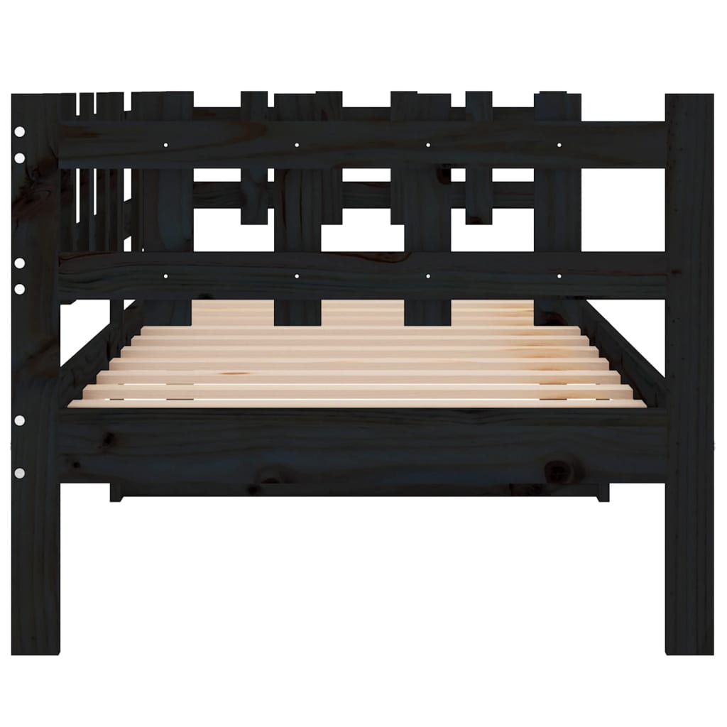Day Bed without Mattress Black 90x190 cm Solid Wood Pine