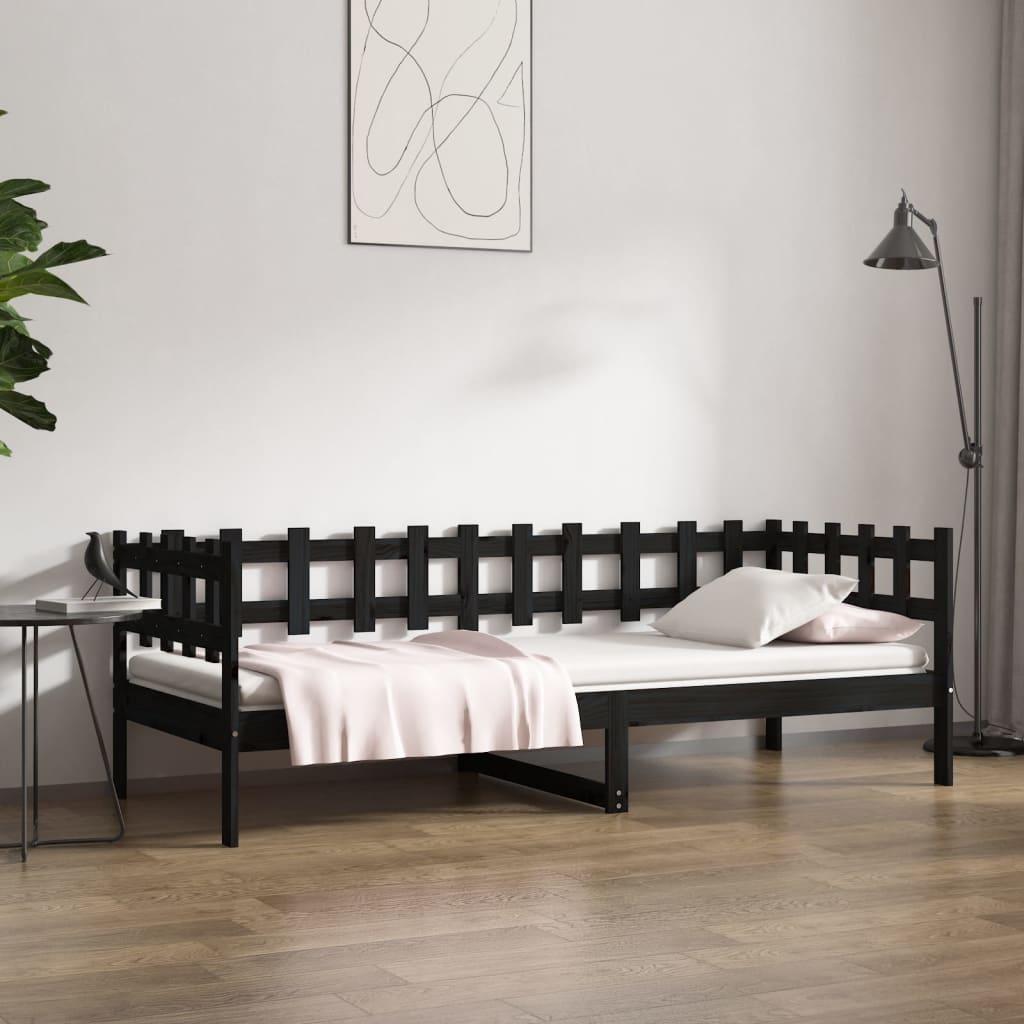 Day Bed without Mattress Black 90x190 cm Solid Wood Pine
