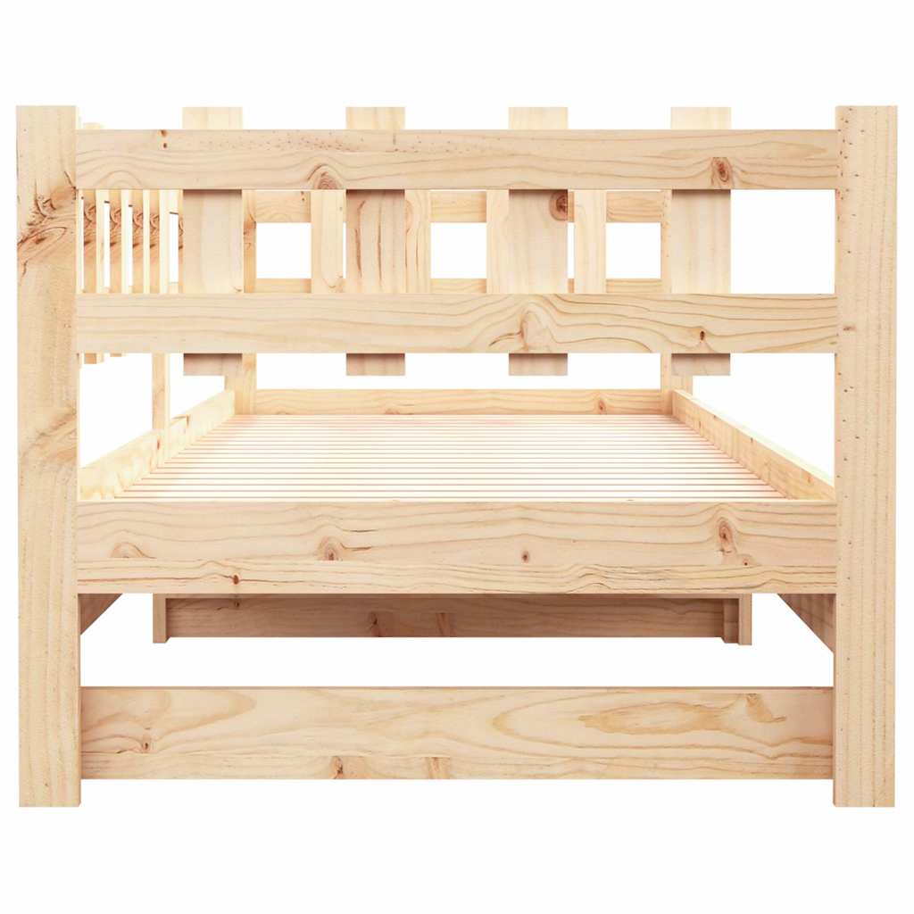 Pull-out Day Bed without Mattress 2x(90x190) cm Solid Wood Pine