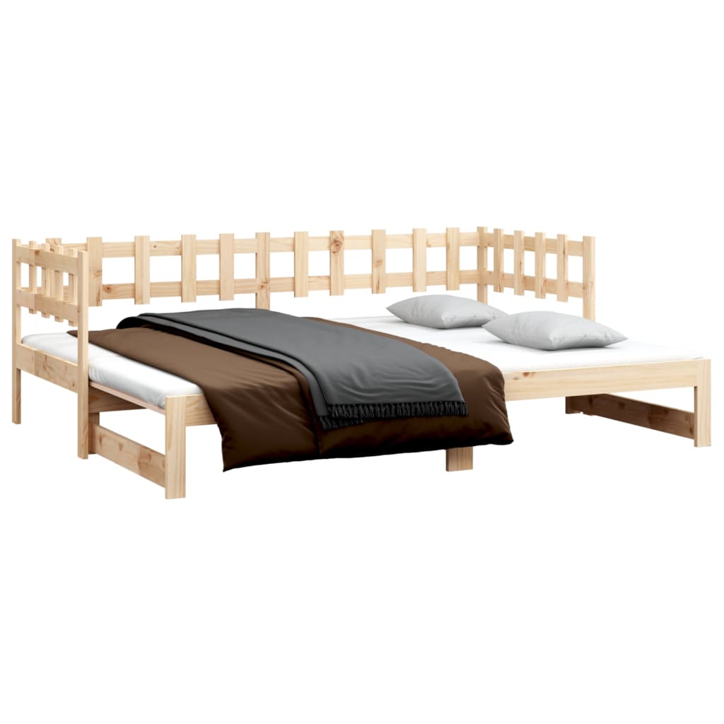 Pull-out Day Bed without Mattress 2x(90x190) cm Solid Wood Pine
