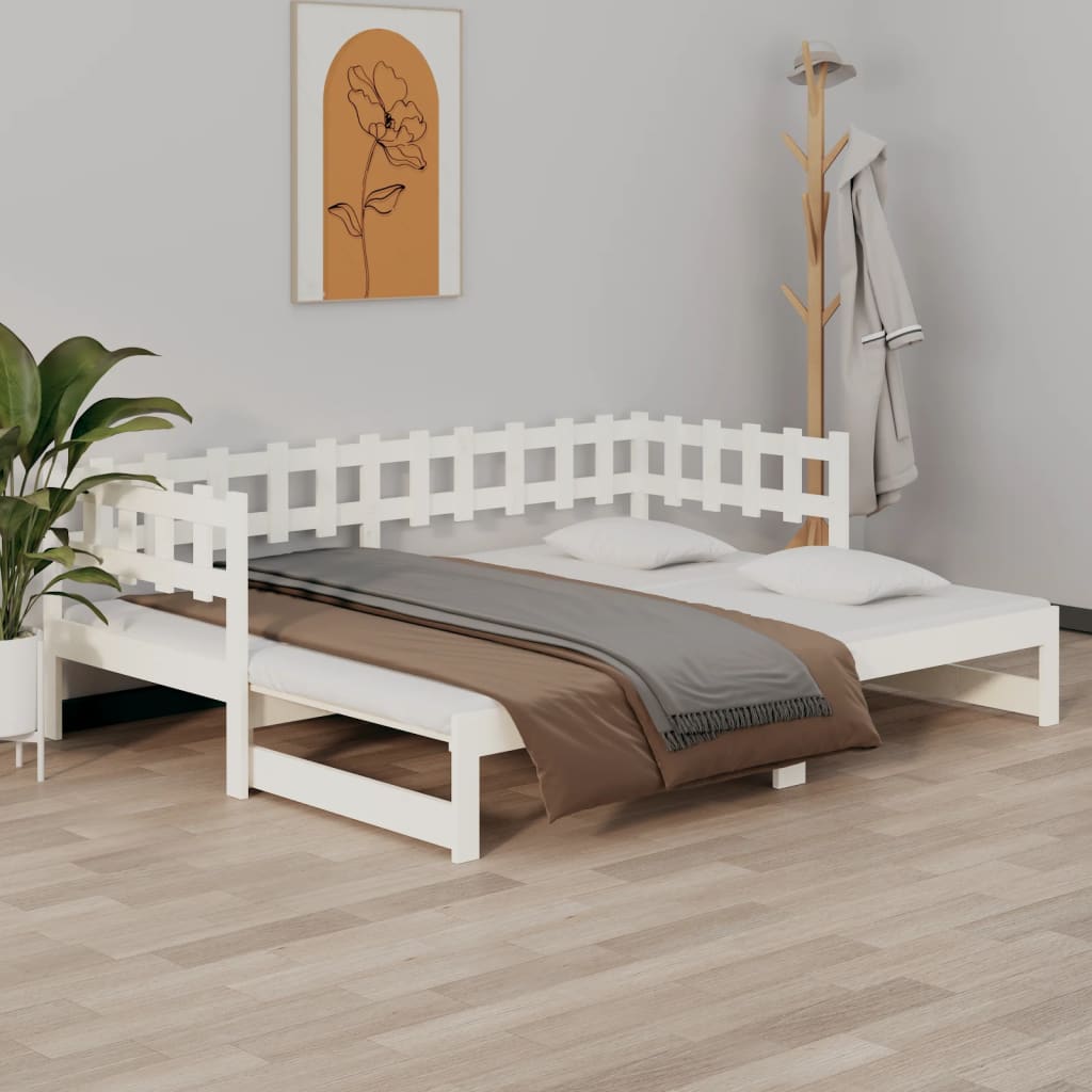 Pull-out Day Bed without Mattress White 2x(90x190) cm