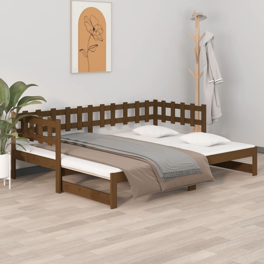 Pull-out Day Bed without Mattress Honey Brown 2x(90x190) cm