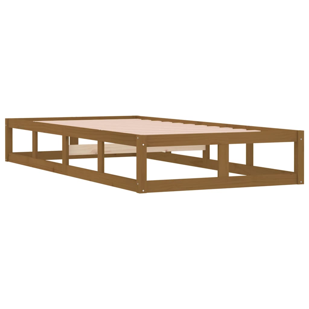 Bed Frame without Mattress Honey Brown 100x200 cm Solid Wood